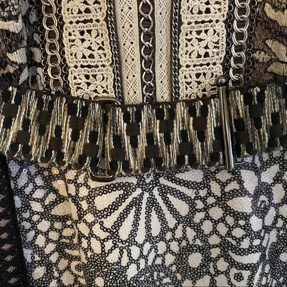 Beguile by Byron Lars Melange Lace Pencil Dress in Black and Ivory - Picture 10 of 12